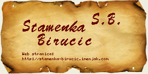 Stamenka Birucić vizit kartica